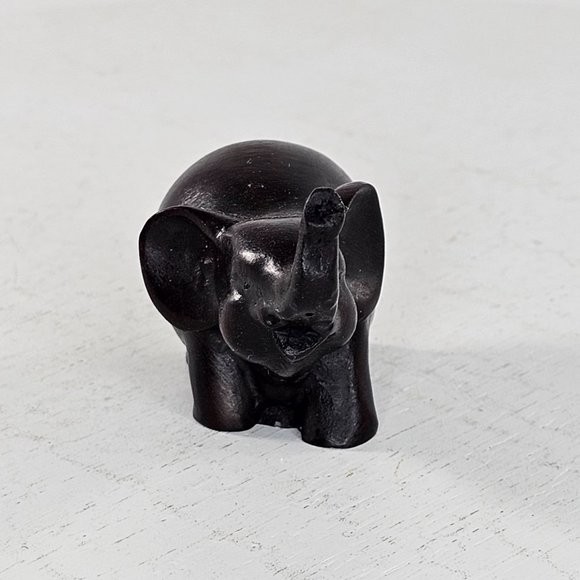 Miniature Carved Lucky Elephant Figurine Trunk Up - Picture 4 of 9